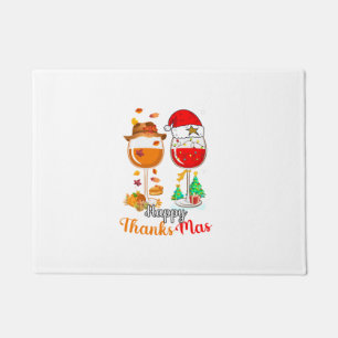 Happy Thanksmas Wine Erntedank Weihnachten Fußmatte
