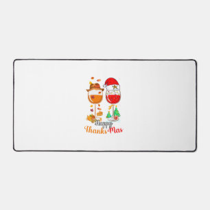 Happy Thanksmas Wine Erntedank Weihnachten Schreibtischunterlage