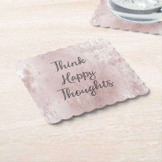 Happy Thoughts Dusty Rose Blush Pink Untersetzer (angewinkelt)