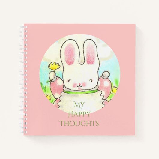 Happy Thoughts Rabbit Spiral Notebook Notizblock (Vorderseite)