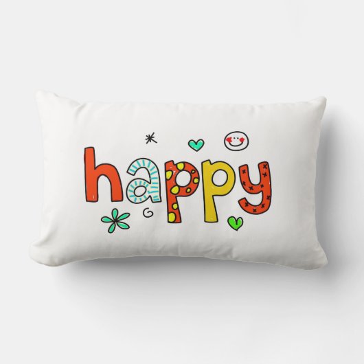 Happy Throw Pillow Lendenkissen (Vorderseite)