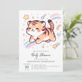Happy Tiger Baby Dusche Einladung (Stehend Vorderseite)