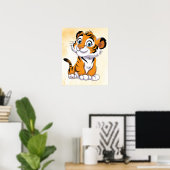 Happy Tiger Cartoon Art Print! Niedliche Tiger Wal Poster (Heimbüro)