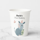 Happy Tiger mit Party Hut und Geschenke, Geburtsta Pappbecher (Vorderseite)