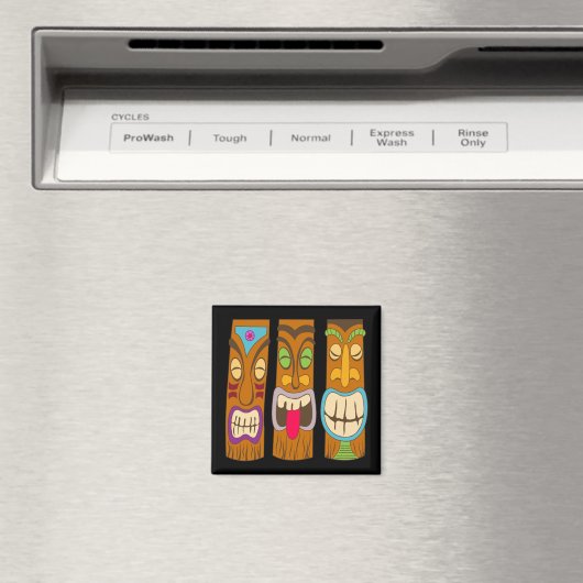 Happy Tiki Statues, Funny Black Magnet (In Situ (Geschirrspüler))