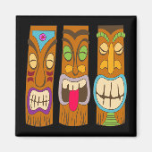 Happy Tiki Statues, Funny Black Magnet (Vorne)