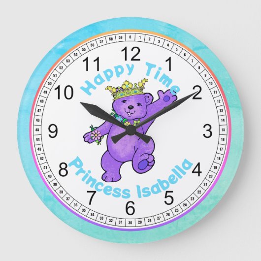 Happy Time Dancing Teddy Bär Große Wanduhr (Vorderseite)