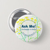 Happy to Help Employee Business Blume Button (Vorne & Hinten)