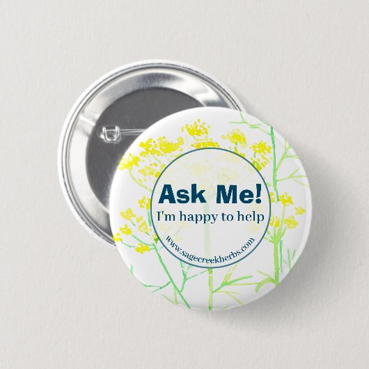 Happy to Help Employee Business Blume Button (Vorne & Hinten)