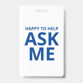 Happy to Help FRAG ME Blue and White ID Ausweis (Rückseite)