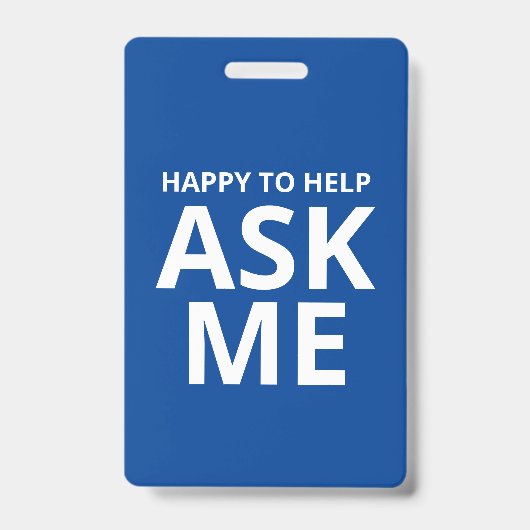 Happy to Help FRAG ME Blue and White ID Ausweis (Vorderseite)
