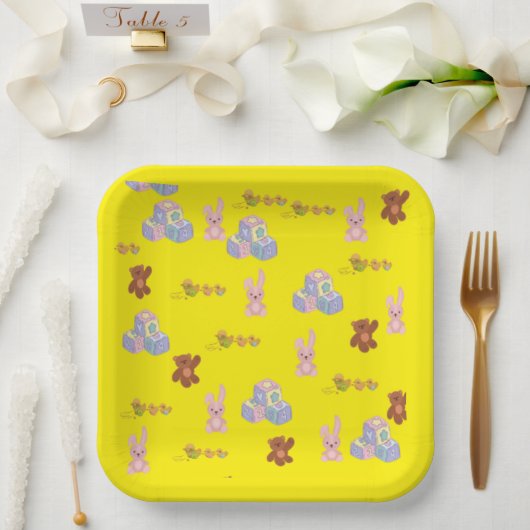 Happy Toddler Birthday yellow Pappteller (Hochzeit)