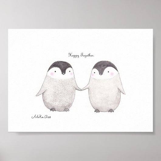 Happy Together Niedlich Penguin Couple Minimalisti Poster (Vorne)