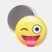 Happy Tongue Out Wink Emoji Funny Face Magnet (Vorderseite/Rückseite)