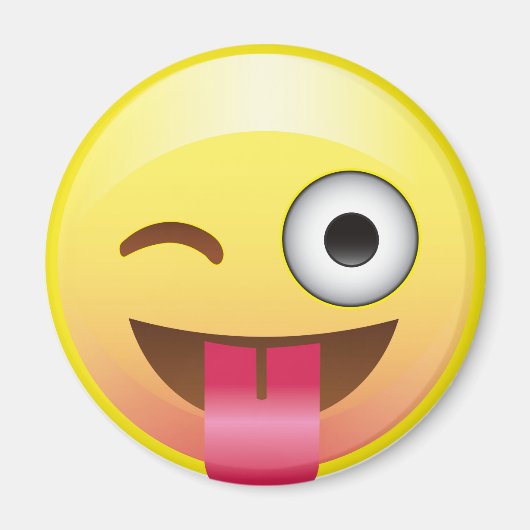 Happy Tongue Out Wink Emoji Funny Face Magnet (Vorne)