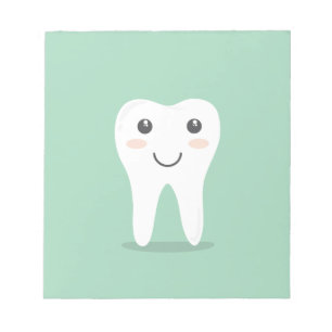 Happy Tooth Cartoon Zahnarzt bürstet Zahnbürste Notizblock