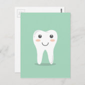 Happy Tooth Cartoon Zahnarzt bürstet Zahnbürste Postkarte (Vorne/Hinten)