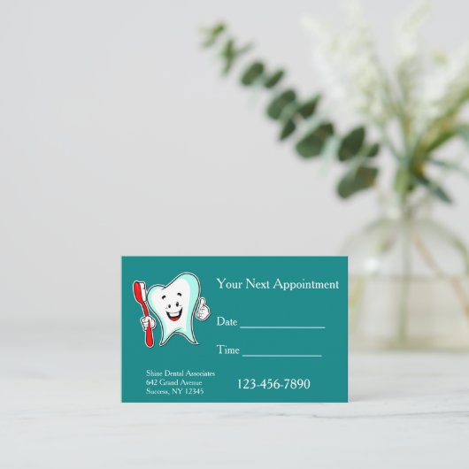 Happy Tooth Dental Termine Karten (Stehend Vorderseite)