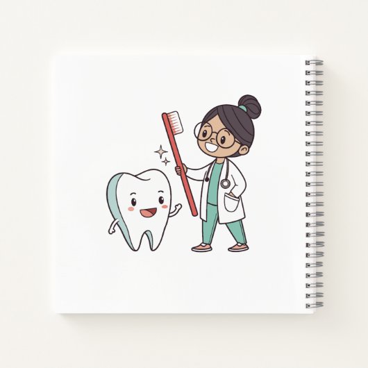 Happy Tooth & Dentist Notebook Notizblock (Rückseite)