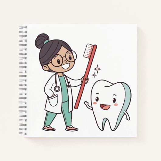 Happy Tooth & Dentist Notebook Notizblock (Vorderseite)