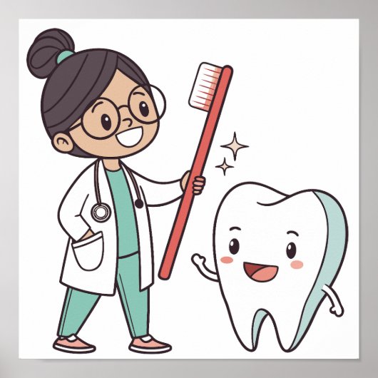 Happy Tooth & Friendly Dentist Poster (Vorne)