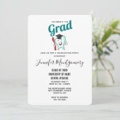 Happy Tooth für Zahnpflege mit Graduierungskappe Einladung (Stehend Vorderseite)