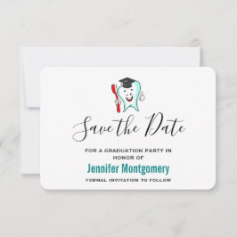 Happy Tooth für Zahnpflege mit Graduierungskappe Save The Date