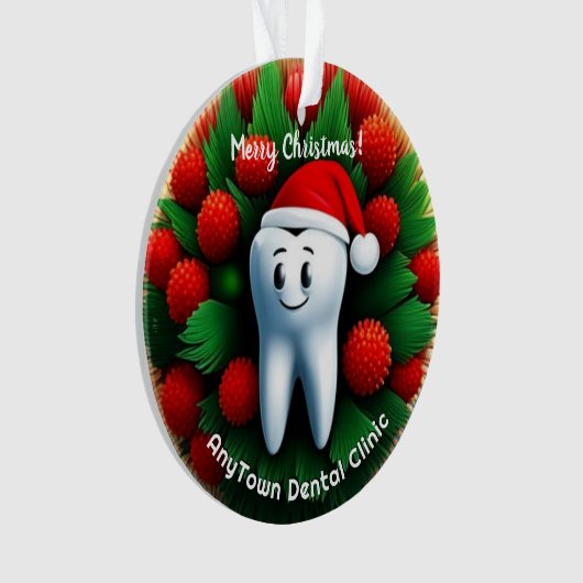Happy Tooth in Weihnachtsmannmütze Weihnachtsschmu Ornament (Vorderseite)