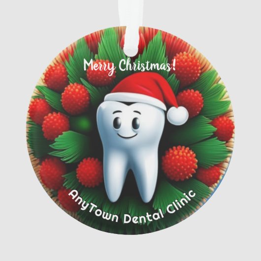 Happy Tooth in Weihnachtsmannmütze Weihnachtsschmu Ornament (Rückseite)