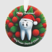 Happy Tooth in Weihnachtsmannmütze Weihnachtsschmu Ornament (Vorderseite)