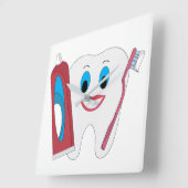Happy Tooth Quadratische Wanduhr (Winkel)
