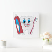 Happy Tooth Quadratische Wanduhr (Zuhause)