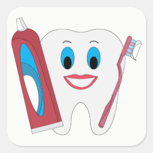 Happy Tooth Quadratischer Aufkleber