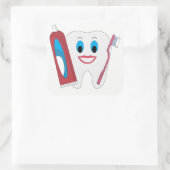 Happy Tooth Quadratischer Aufkleber (Tasche)
