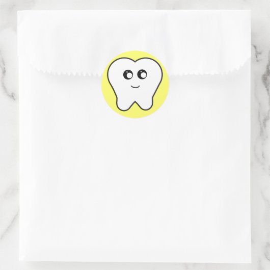 Happy Tooth Runder Aufkleber (Tasche)