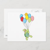 Happy Tortoise Flying on Balloons Postkarte (Vorne/Hinten)