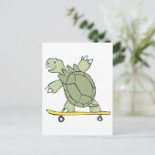 Happy Tortoise Riding Skate Board Postkarte (Stehend Vorderseite)