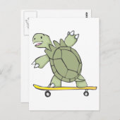 Happy Tortoise Riding Skate Board Postkarte (Vorne/Hinten)