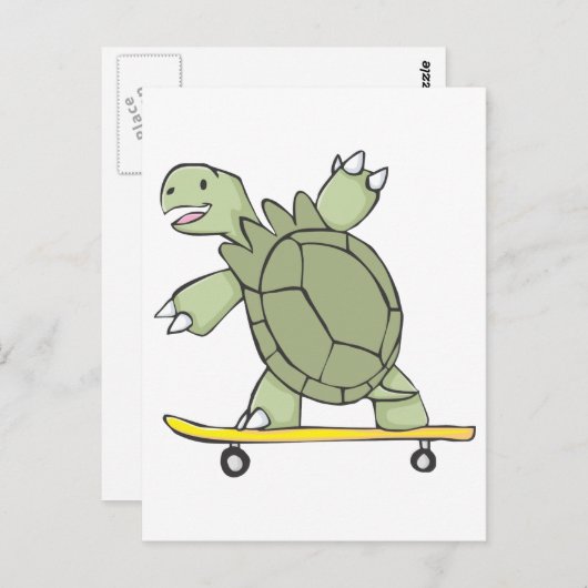 Happy Tortoise Riding Skate Board Postkarte (Vorne/Hinten)
