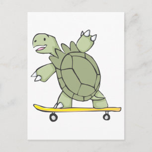 Happy Tortoise Riding Skate Board Postkarte