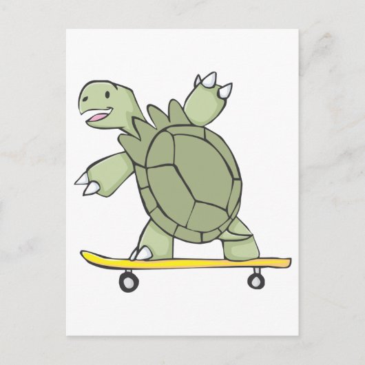 Happy Tortoise Riding Skate Board Postkarte (Vorderseite)