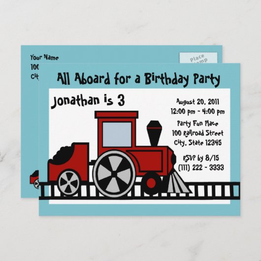 Happy Track Train Postkarte (Vorne/Hinten)