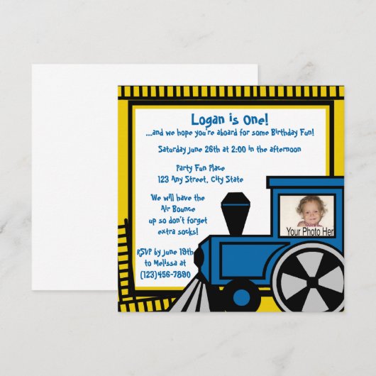 Happy Tracks Railway Einladung (Vorne/Hinten)