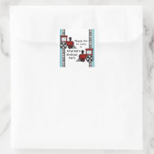 Happy Tracks/ Red Quadratischer Aufkleber (Tasche)