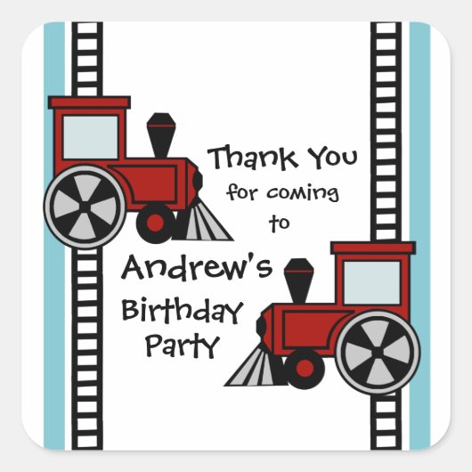 Happy Tracks/ Red Quadratischer Aufkleber (Vorderseite)