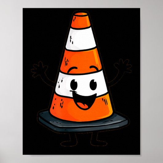 Happy Traffic Cone Look For Man And Woman  Poster (Vorne)