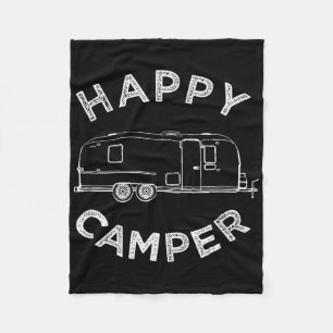 Happy Trailer Camper , Retro Camping Caravan T-Shi Fleecedecke