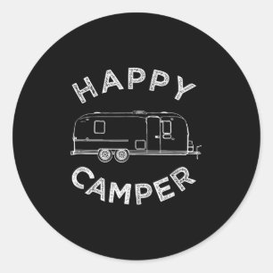 Happy Trailer Camper , Retro Camping Caravan T-Shi Runder Aufkleber