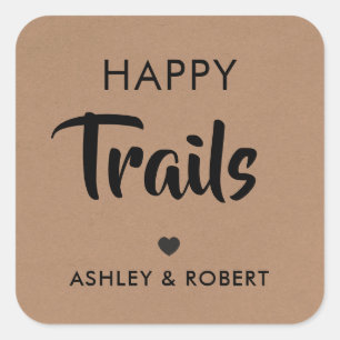 Happy Trails Gift Tag, Nut Trail Mix Tag, Kraft Quadratischer Aufkleber