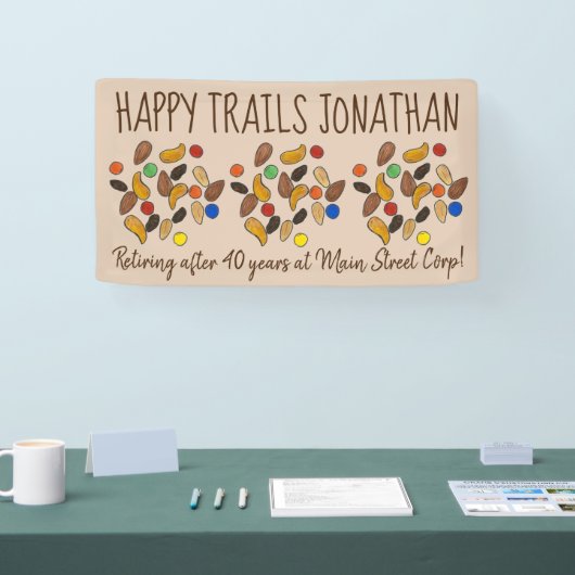 Happy Trails Trail Mix Goodbye Retirement Party Banner (Messe)